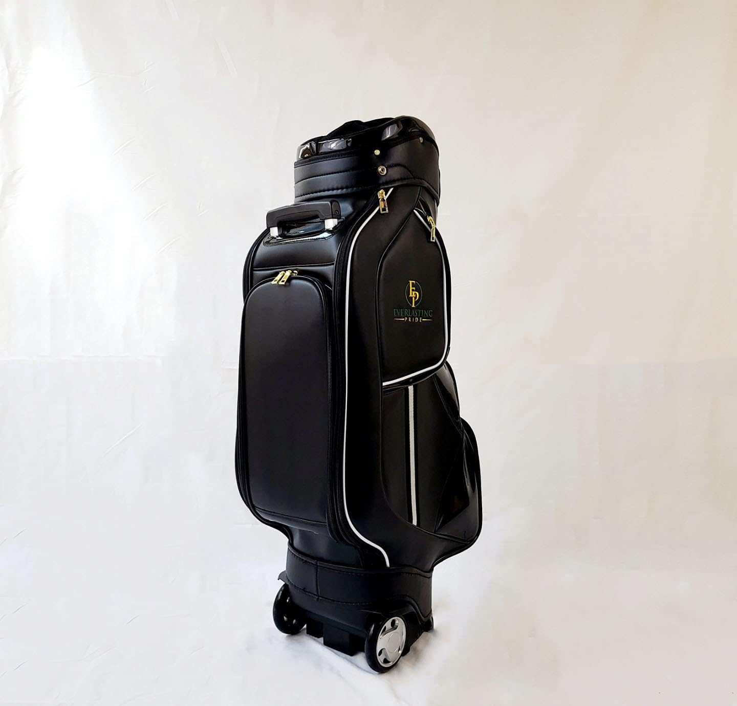 Ladies Senior Portable PU Leather Wheeled Golf Bag With Large Wheels and Luggage Style Pull Over Handle