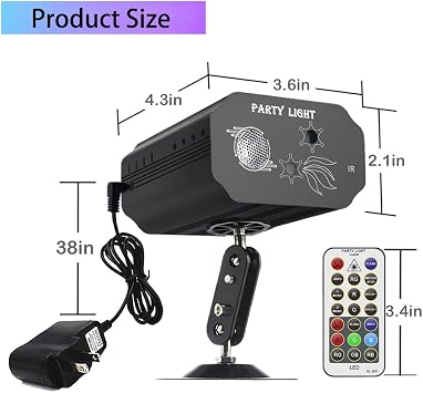 Party Lights Dj Disco Lights, Mini Strobe Stage Light Lighting Accessories Laser Llights Projector with Remote Control for Parties Bar Birthday Holiday Event Live Show Xmas Decorations Lights