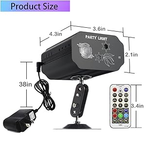 Party Lights Dj Disco Lights, Strobe Stage Light Sound Activated Laser Llights Projector with Remote Control for Parties Bar Birthday Wedding Holiday Event Live Show Xmas Decorations Lights