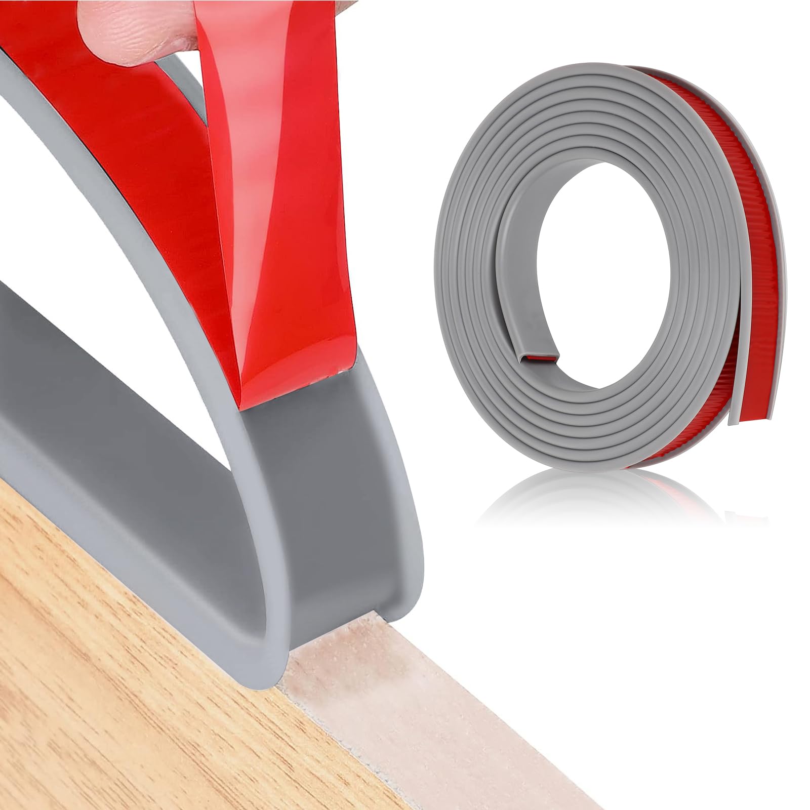 U-Form Selbstklebend Möbelkantenband, 15mm x 5m Flexible TPE Faltbarer Kantenschutz Gummi für Schrankkanten, Abschlussleiste, Deckenkanten, Arbeitsplatten (Grau)