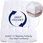 Mattress Topper Short Queen RV Size, Cooling Extra Thick Breathable Viscose Made from Bamboo Mattress pad, Soft Quilted Fitted Mattress Cover with 1000 GSM Down Alternative Fill (8-21”Deep Pocket)