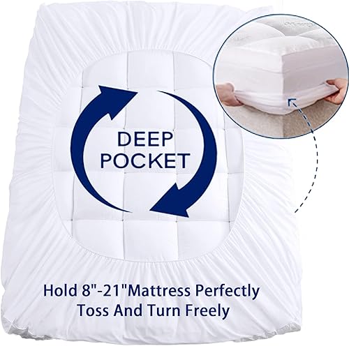 Miniatura 5 de Mattress Topper Twin XL Size, Cooling Extra Thick Breathable Viscose Made from Bamboo Mattress pad, Soft Quilted Fitted Mattress Cover with 1000 GSM