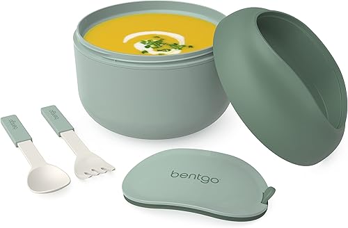 Vista 13 de Bentgo Tazón - Tazón Aislado Resistente a Fugas con Compartimento para Aperitivos, Utensilios Plegables y Diseño Mejorado de Agarre Fácil
