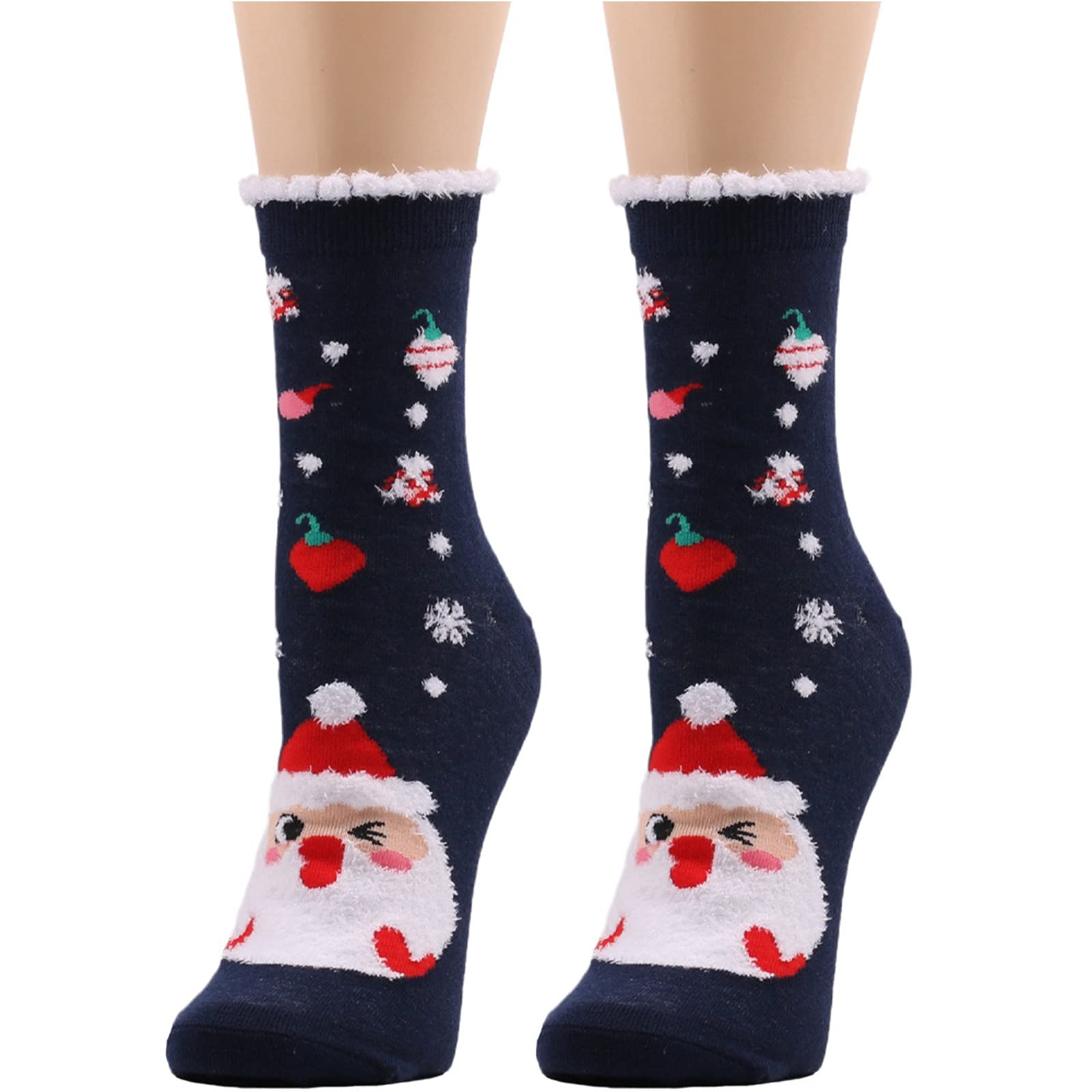 Winter Warm Patterned Christmas Socks Leisure Socks Funny Long High Socks Knitted Socks For Women Men Socks Elastic Sports Socks Christmas Gift Funny Cuddly Socks