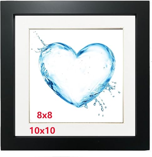 Miniatura 3 de Portarretratos de 10 x 10 pulgadas, color negro con paspartú de 8 x 8 pulgadas, marco de madera maciza. Juego de 2. Panel de plástico (debe quitarse