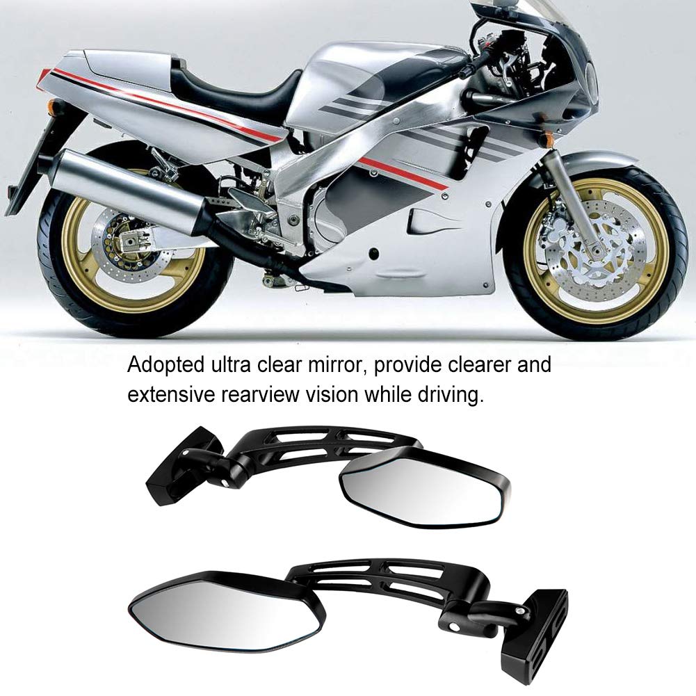 Moto Rétroviseur de Guidon,2Pcs 7/8" 22mm Alliage d'Alu um Miroirs Latéraux Hawkeye Noir Réglable Modifié Moto Rétroviseurs Latéraux Pour 250500 ZX7 ZX9 ZX10 ZX10 ZX12