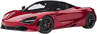 McLaren 720S Memphis Red Metallic with Black Top and Carbon Accents 1/18 Model Car by Autoart 76072