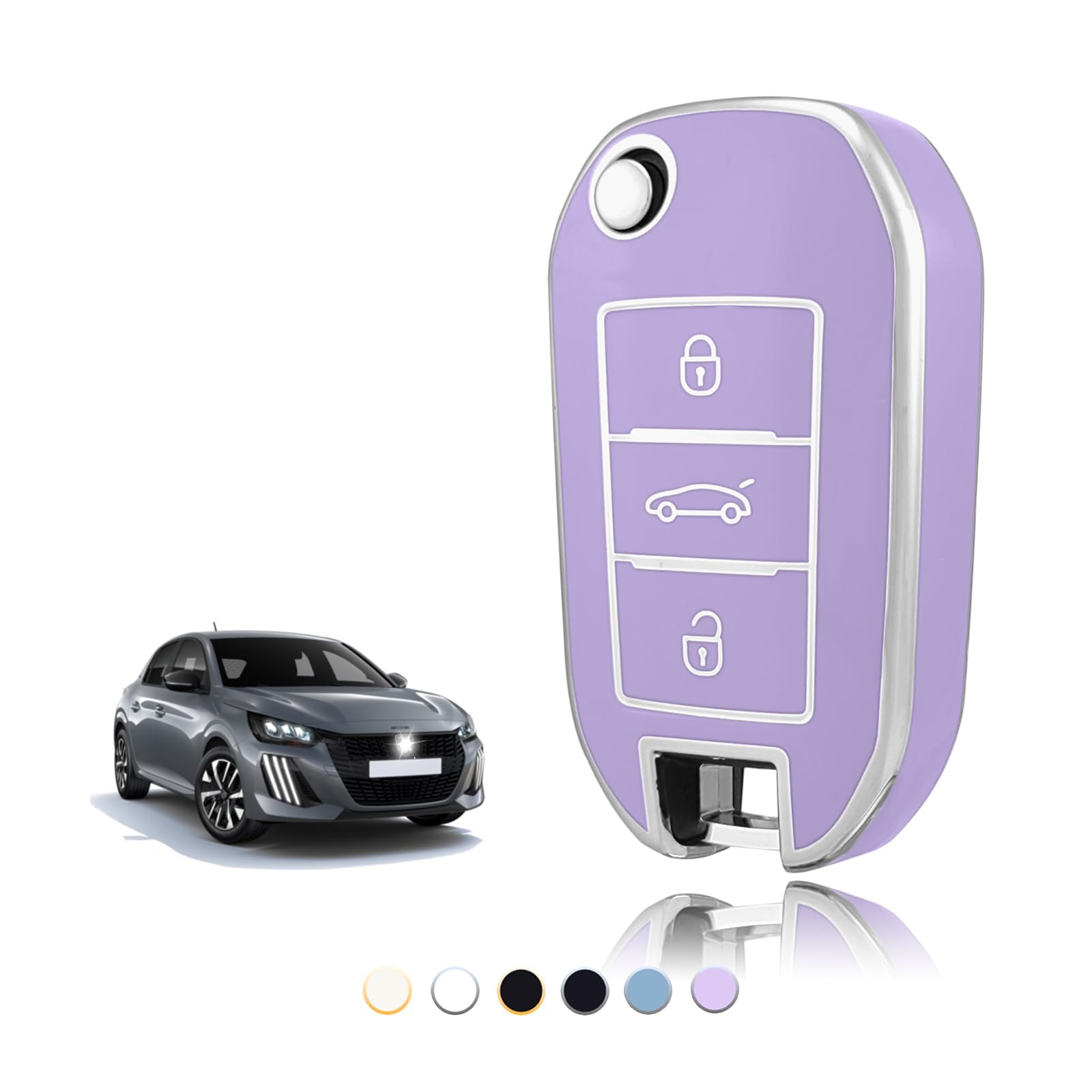 Ontto Autoschlüssel Hülle Passt Für Peugeot 208  Produktbild-Vorschau 3