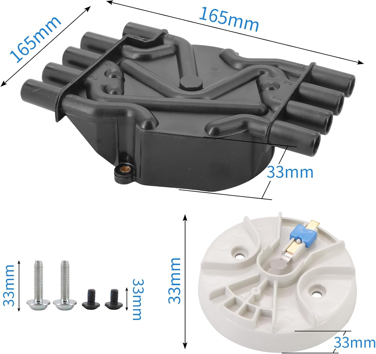 V8 Distributor Cap and Rotor kit for Mercruiser and Volvo Penta 5.0, 5.7, 6.2 Engines, 350 MAG MPI 5.0 5.7 GXI GI - 898253T29, 8M0060495, 3858975, 3858977, 18-5247, 8M0061335