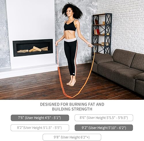 Miniatura 8 de Hererope - Cuerda de saltar pesada, cuerda de saltar pesada con cable duradero de 0.315 in, agarre ergonómico, rodamiento de bolas, cuerda de saltar