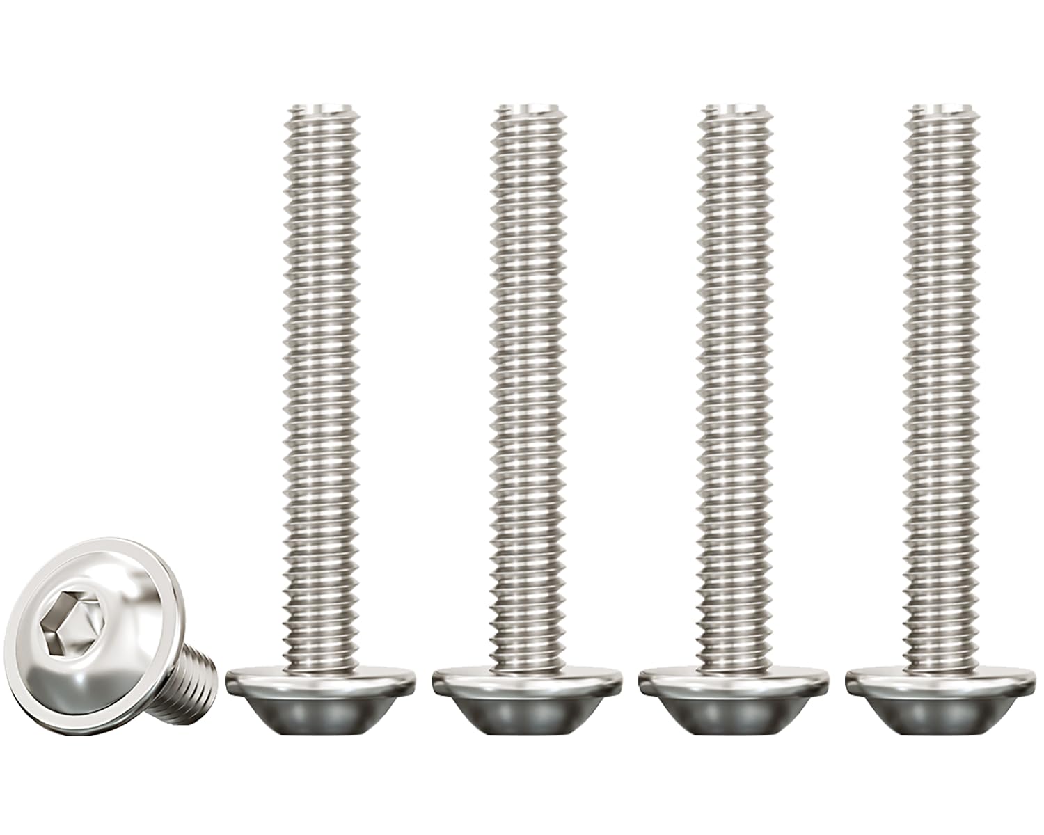 Drenky 50 Pcs M4 X 35mm Bolts 304 Stainless Steel Pan Head Screws, Fully Thread Machine Screws With Flat Head, Rustproof