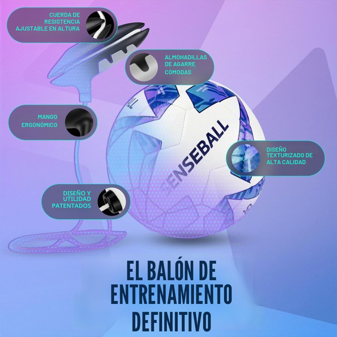 SenseBall Balón de Fútbol & App | Talla 2 & 3 | Entrenamiento Diario para Todos los Niveles | Mejora Habilidad y Control con Programa de Entrenador Profesional y 50+ Vídeos de Ejercicios