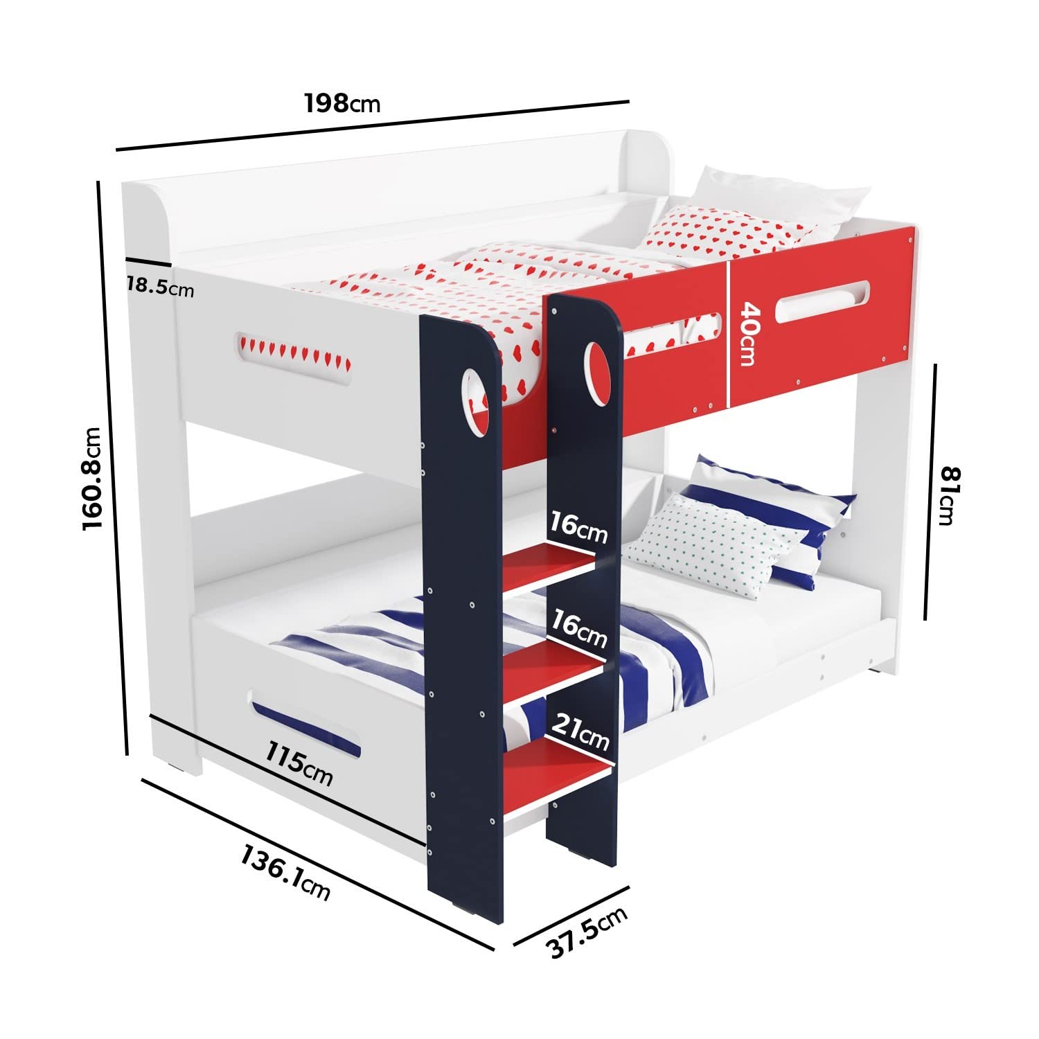 Red White And Blue Bunk Bed With Shelves Sky Desertcart Seychelles