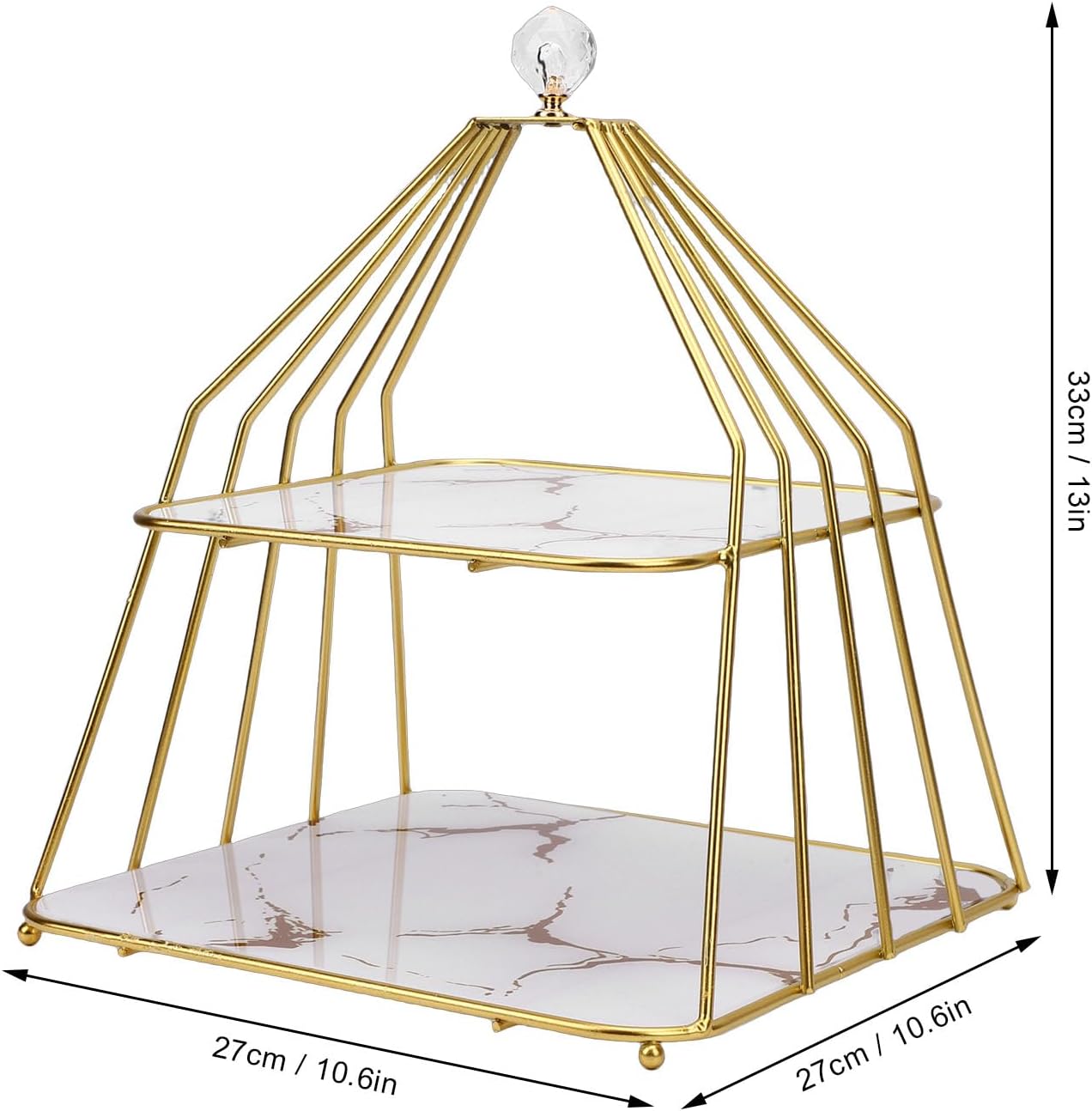Pssopp 2 Tier Cupcake Stand, Elegant Dessert Display Afternoon Tea Stand Holder with Ceramic Serving Trays for Fruits Cakes Snacks (White)