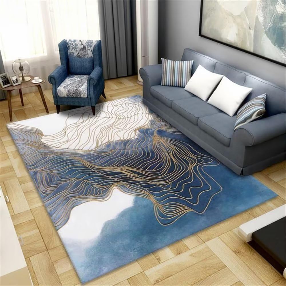 Tapis de sol salon bleu réseau abstrait 180x250cm pour bureau