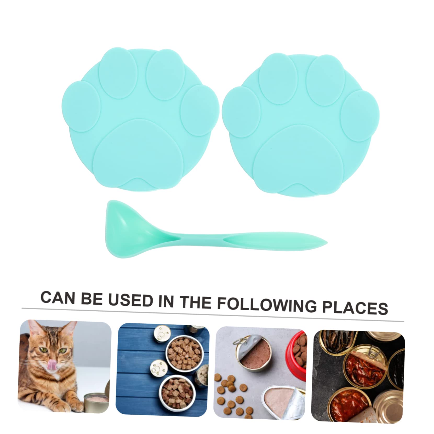 Angoily 1 Set Pet Can Lid Silicone Food Spoon Cat Food Supply Household Food Lid Cat Food Spoon Triple