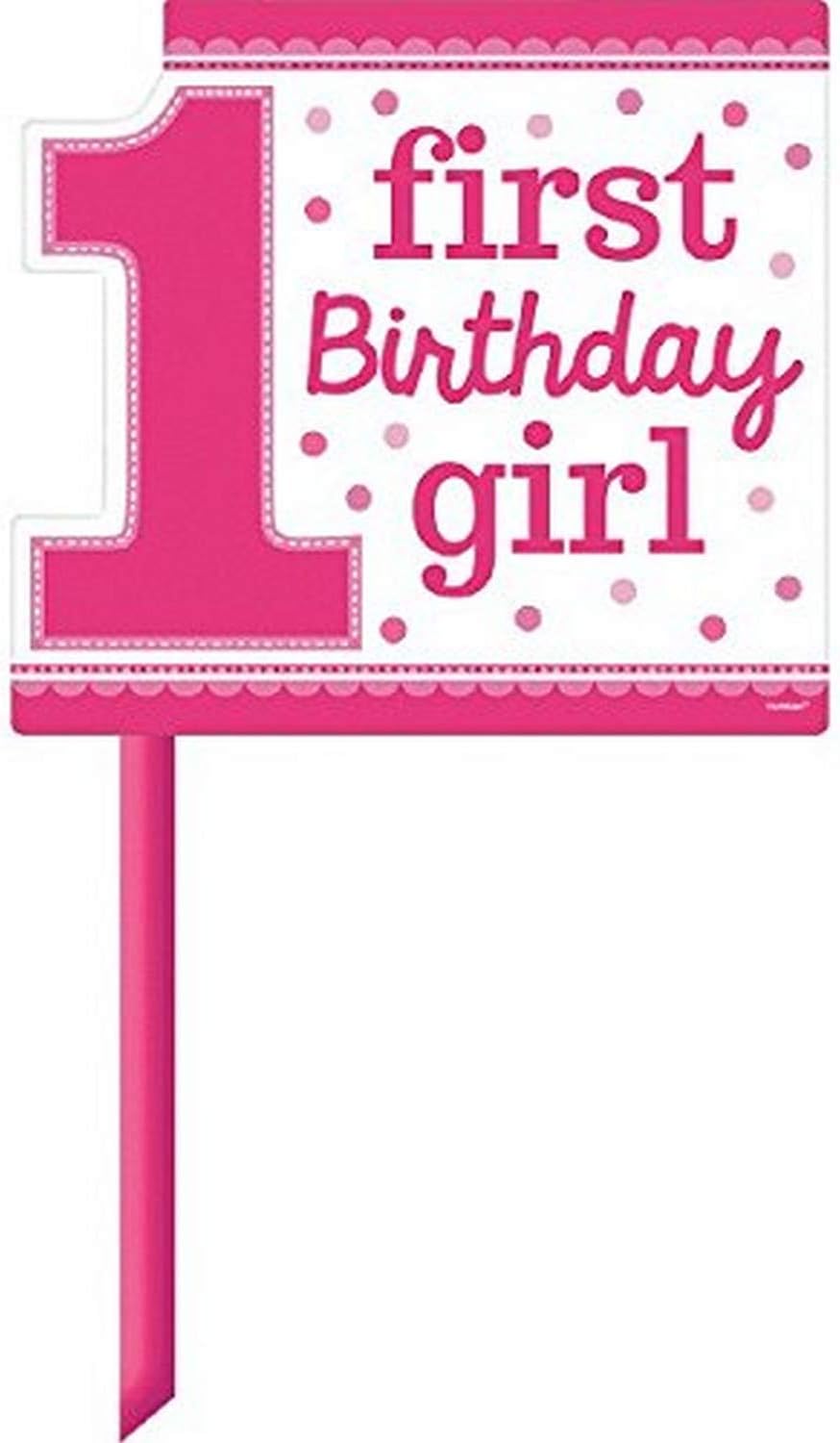 Amscan Pretty in Pink Sweet 1st Birthday Party Yard Sign Decoration, 14" x 15", Multicolor