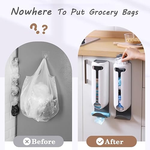Miniatura 2 de KINGOU Soporte para bolsas de comestibles de cocina, organizador de bolsas de plástico para cocina, dispensador de bolsas de plástico viejas, ahorro