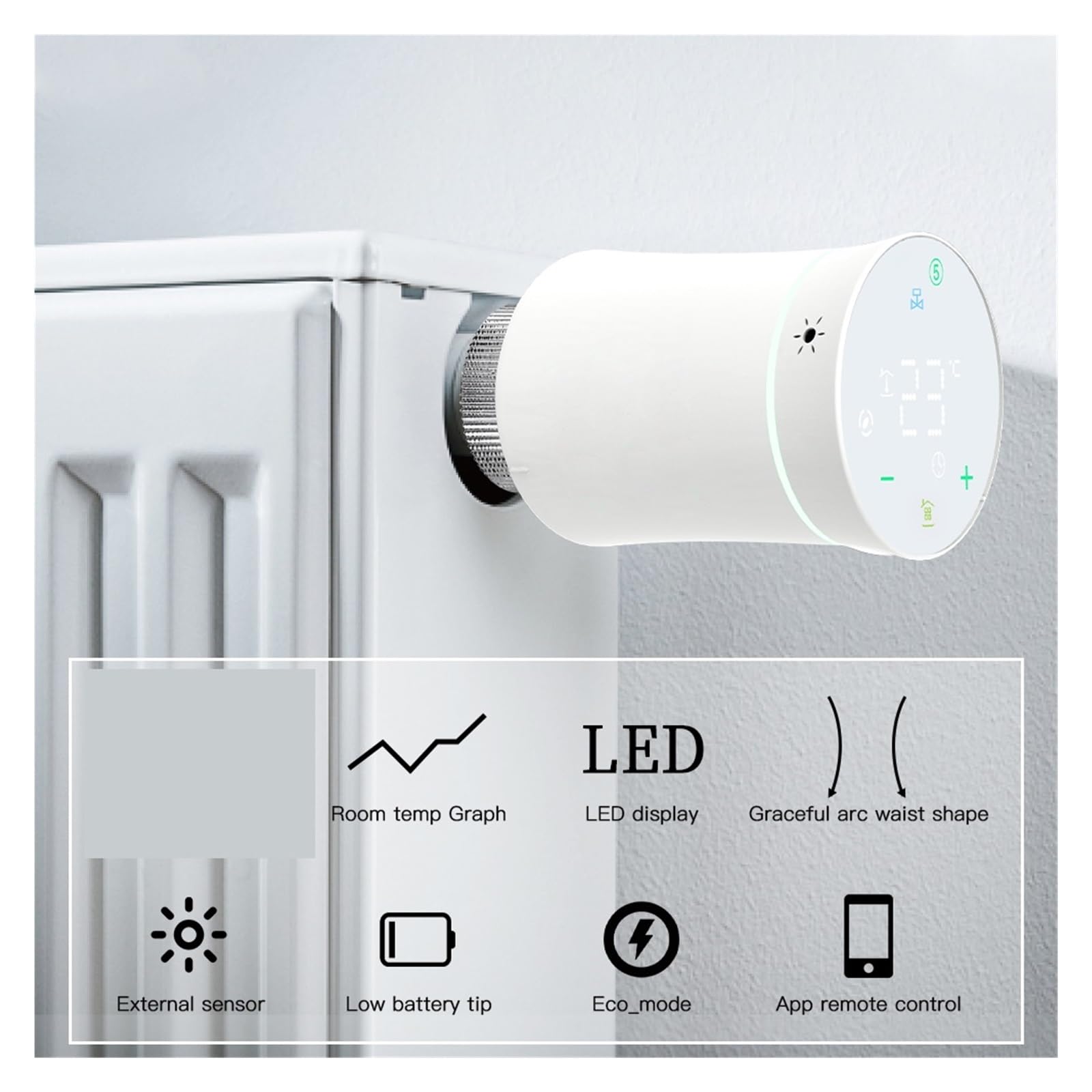Inteligentny Termostat TRV, Zawór Grzejnikowy, Siłownik Regulatora Temperatury, Programowalne Sterowanie Głosowe OszczęDza Energię I Koszty Ogrzewania(Valve White,1 PC)