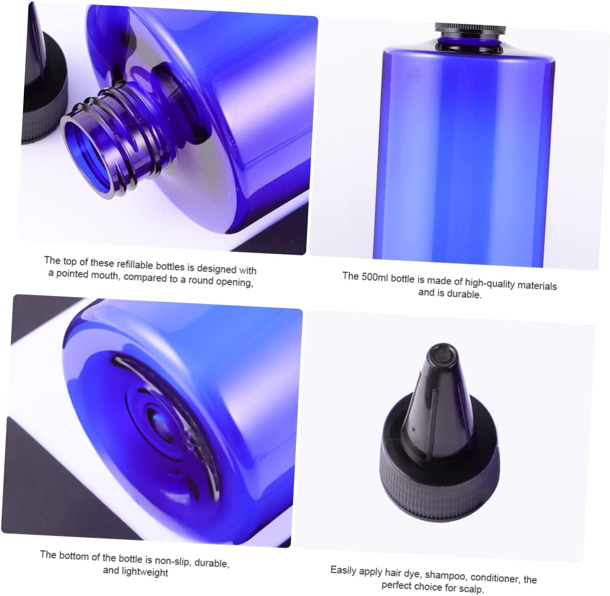 4pcs Pointed Mouth Hair Dye Bottles Applicator Bottles for Toiletries Random Color