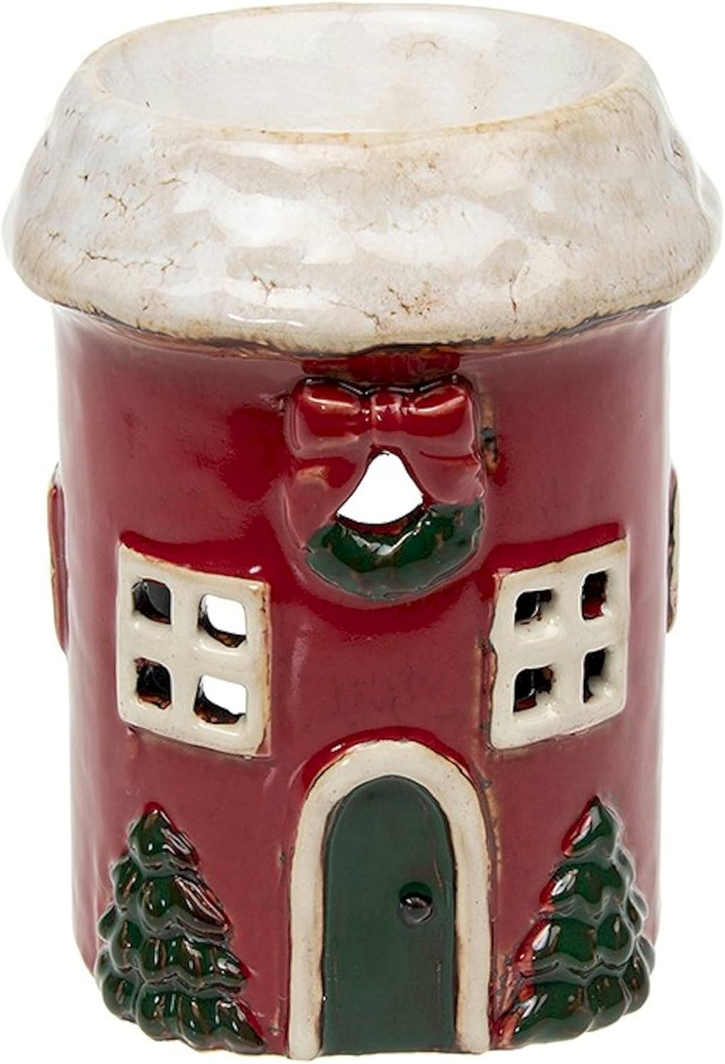 Shudehill Giftware Ceramic Village Pottery - Portavelas De Té De Gama De Colores Brillantes, Hermoso Regalo De Inauguración De La Casa, Adorno Para El Hogar, Portavelas (azul/rojo
