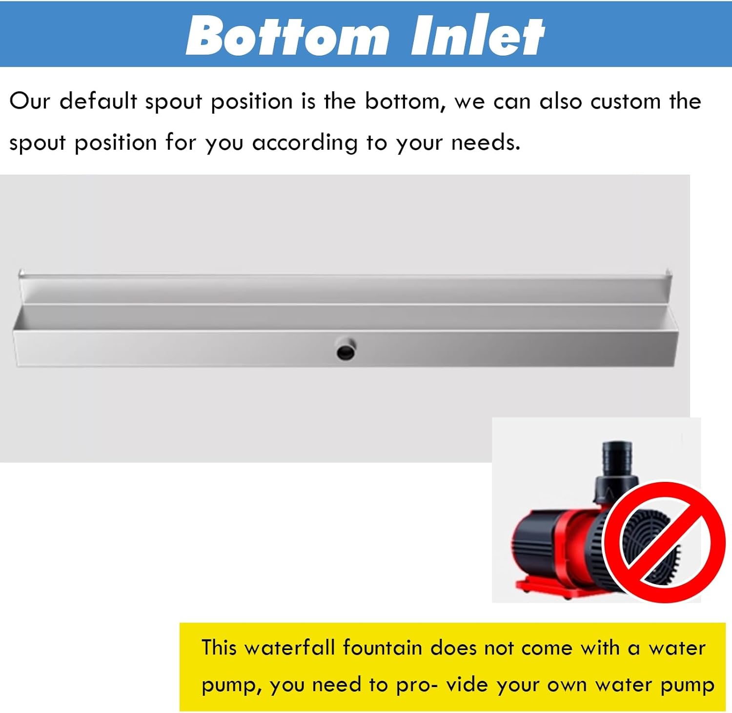 20in Pond Water Fountain Overflow Box - 75/65/55/35/24 Inch Spillway Kit for Garden, Landscape, Yard Waterfall Decoration, Custom Water Feature Drop Box