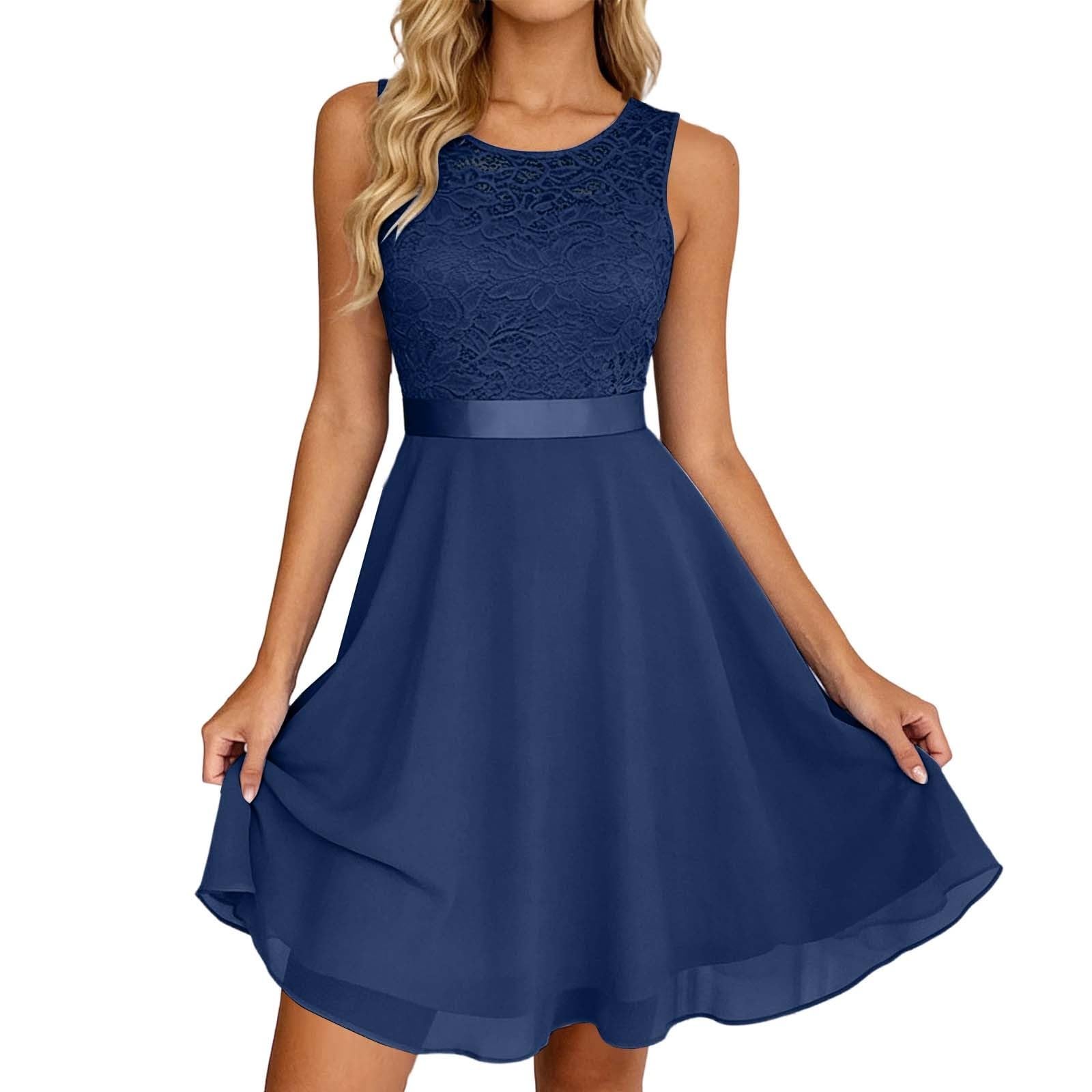 Generico Abito Cerimonia Donna Senza Maniche con Vita Stretta e Gonna in Tulle Fluido Vestito Invitata Matrimonio Elegante Abito Damigella Curvy Taglie Forti per Cocktail Sera Lavoro 18 Anni Festa,