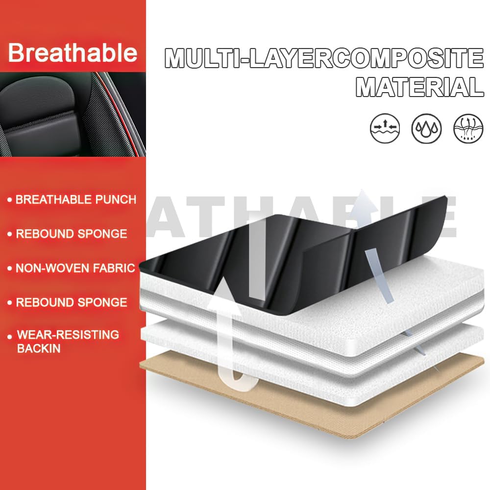 Leather 2 Seat Cover for Lexus ES250 ES350 GS200T GS300 GS350 GS430 Anti-Slip Waterproof Wear-Resistant Auto Seat Cover Universal Car Seat Cover with Airbag（Black&Red,Front Only）