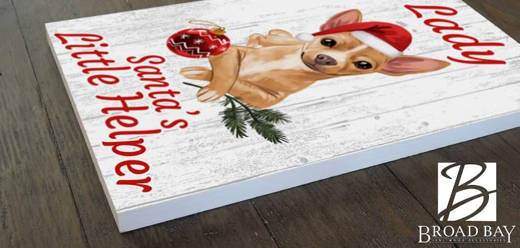 PERSONALIZED Chihuahua Christmas Decoration CUSTOM DOG NAME Santa's Little Helper Dog Sign - Customized Puppy Wall Art - 16.5" x 10.5"