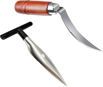 2 Pcs Coconut Opener Tool Set Stainless Steel Coconut Puncher Coconut Meat Scraper with Non-Slip Wooden Handle Husk Cutting Knife Easy-to-Use Coconut Meat Remover Scraper Opening Kit Punch Tools