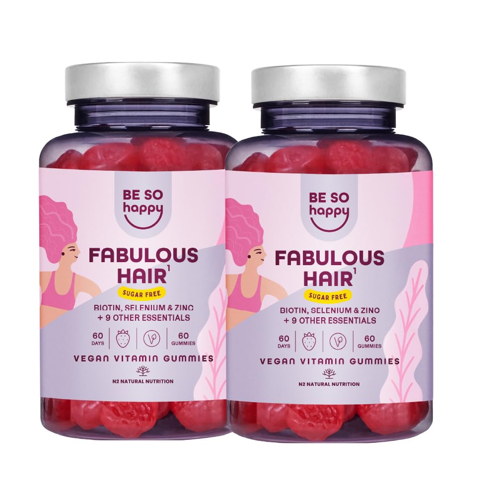 Biotine pour Cheveux | 6000 mcg | Avec Zinc, Sélénium et Vitamines A, B6, B12, C, D, E | Bonbons Goût de Fraise | Approvisionnement de 120 jours | Végétalien, sans Gluten et sans Lactose | BeSoHappy