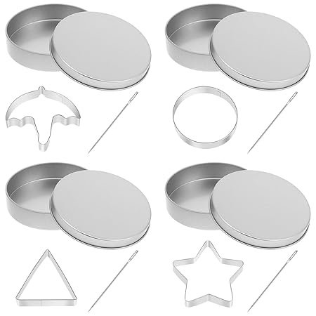 Unomor Korean Sugar Candy Making Tools Set, 12 Pcs in 1 Set Dalgona Candy Tins Stainless Steel Cookie Cutters Umbrella Triangle Star Round Biscuit Cutters Korean Squid Traditional Game