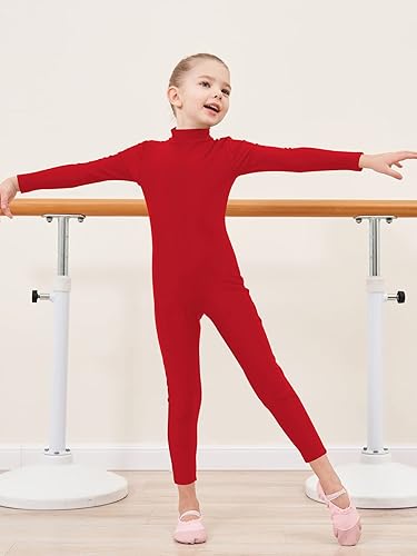 Miniatura 2 de Leotardo de manga larga para niñas de cuello alto para disfraz de baile, gimnasia, de 3 a 12 años
