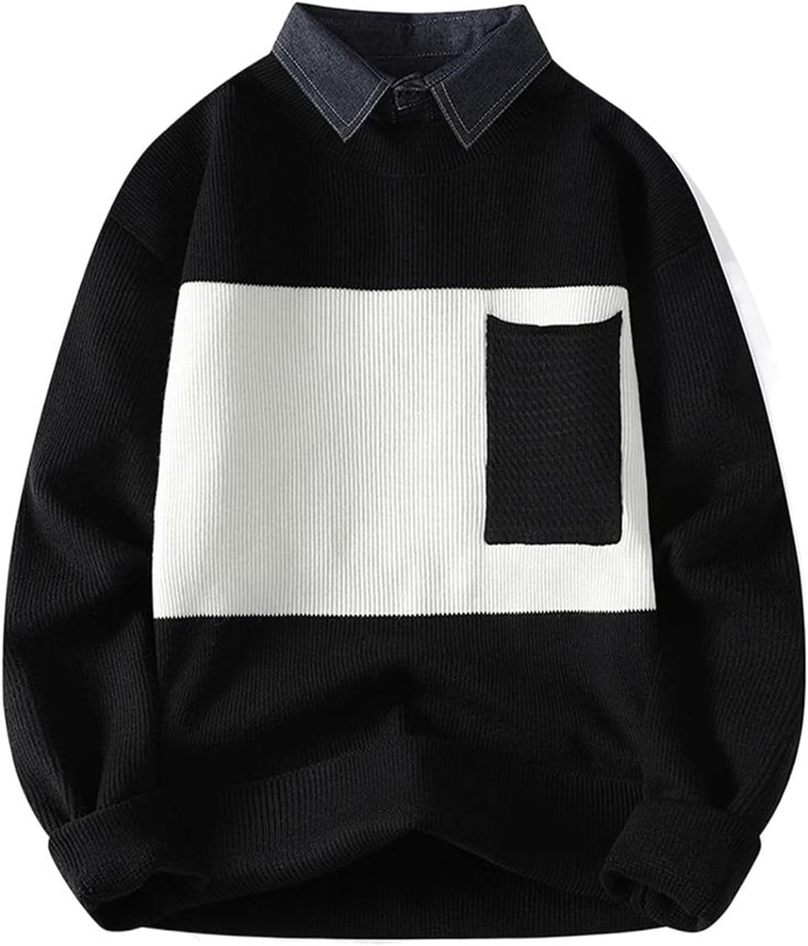 Men's Autumn and Winter Sweater Knitted Base Shirt Youth top