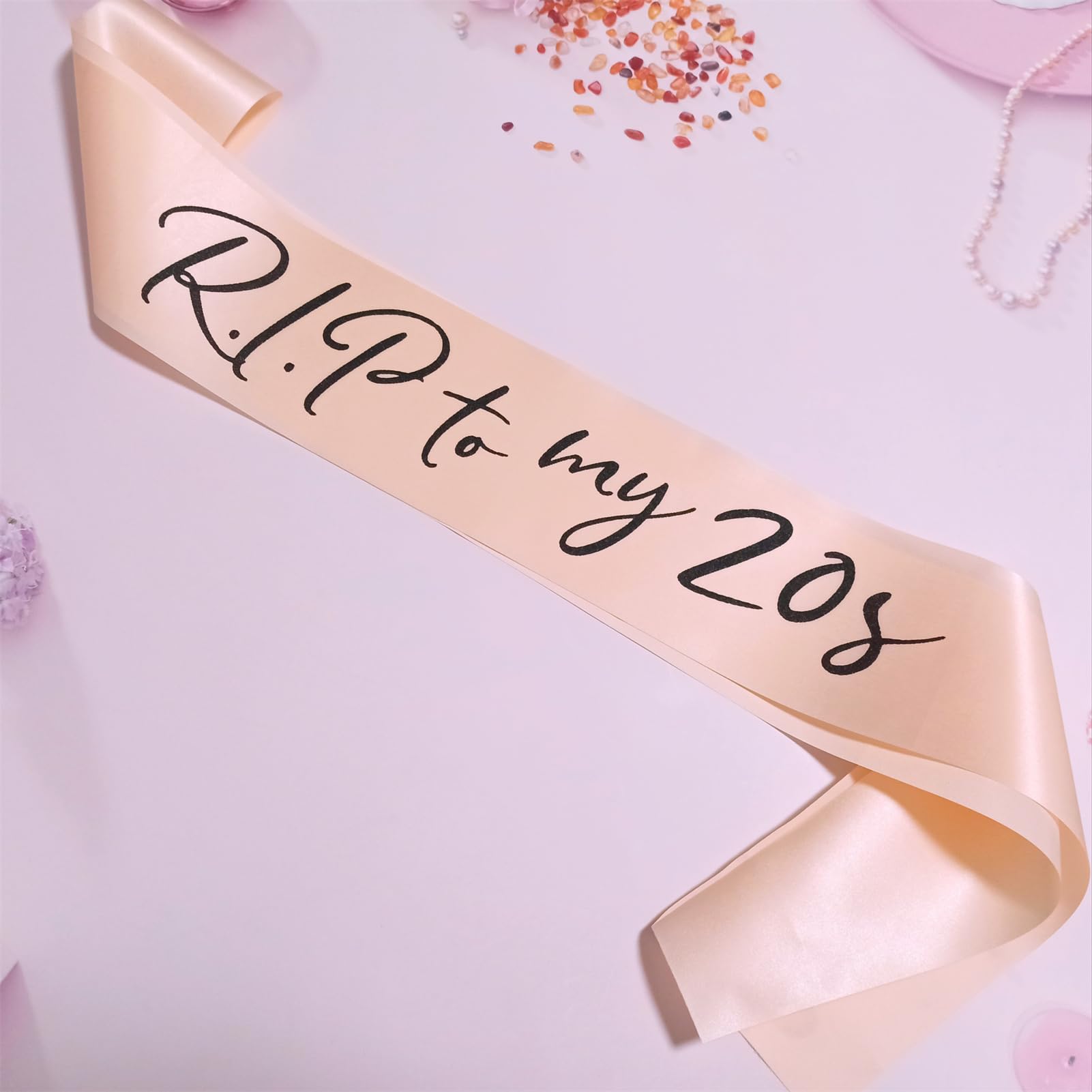 RIP To My 20s Geburtstagsschärpe – Satin-Schärpe Mit Glitzer Für 30. Geburtstag, Schwarz-silber, Ca. 80 Cm Lang, Perfekt Für Mottopartys
