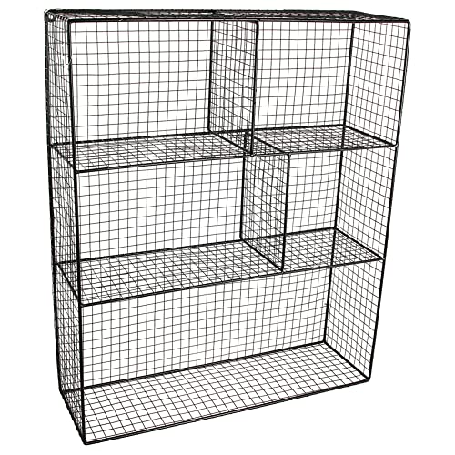 HOME DECO FACTORY Grillage Metal 50X15X60Cm Mobilier Meuble Etagere Rangement Exposition, Noir, 50 x 15 x 60