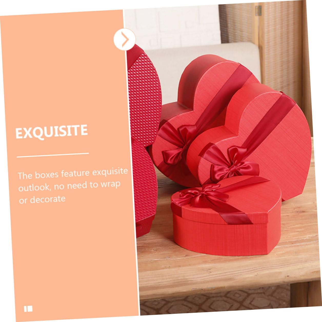 Hohopeti Herzförmige Geschenkbox 3 Stück aus Langlebigem Material mit Schleife für Süßigkeiten Aufbewahrung und Valentinstag Verpackung