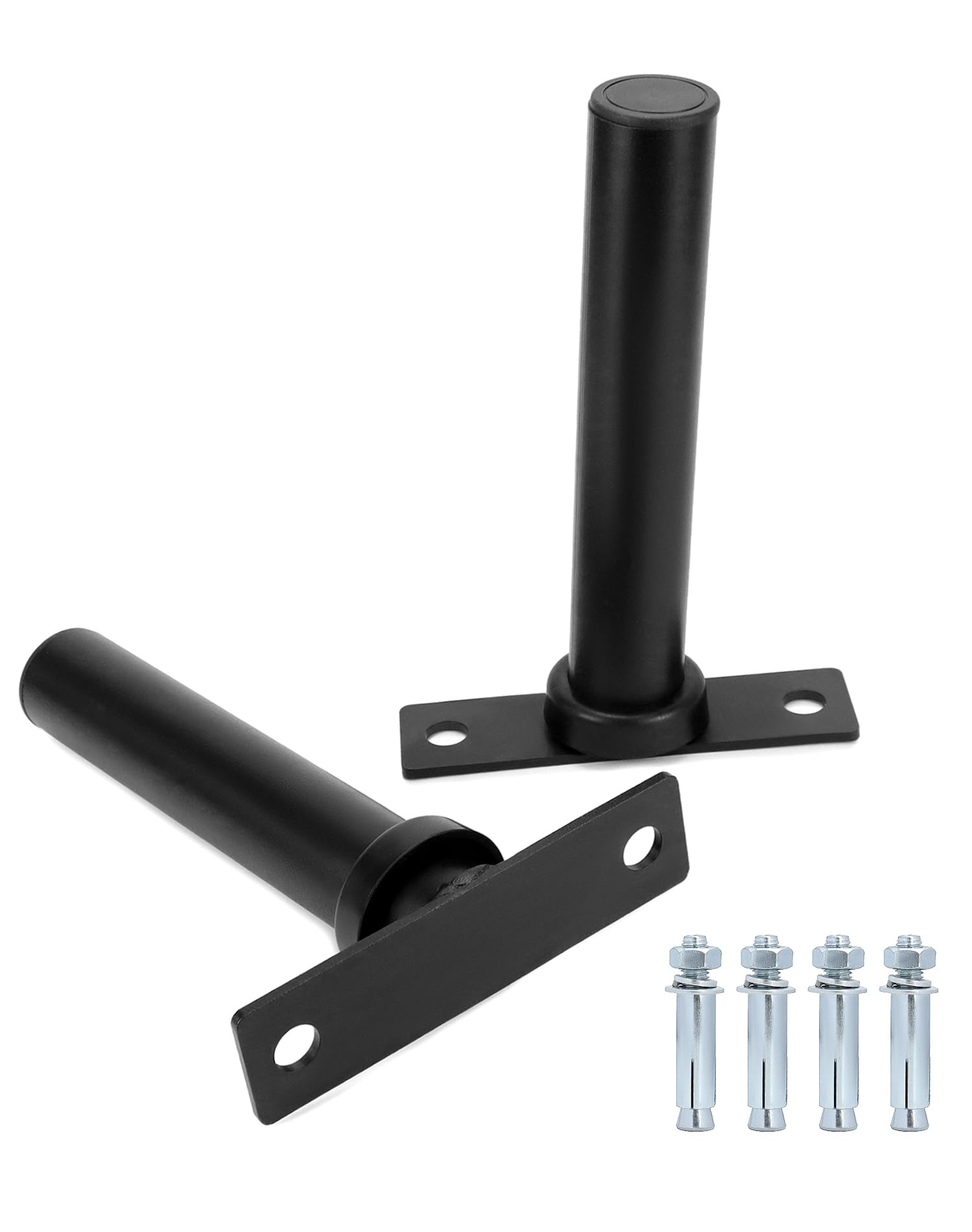 QWORK® Wandmontage Hantelscheiben Halterung 28cm x Ø4,8cm, Robuste Stahlkonstruktion Olympische Hantelscheiben-Halterung mit Montageankerbolzen, Kapazität Max. 220 kg