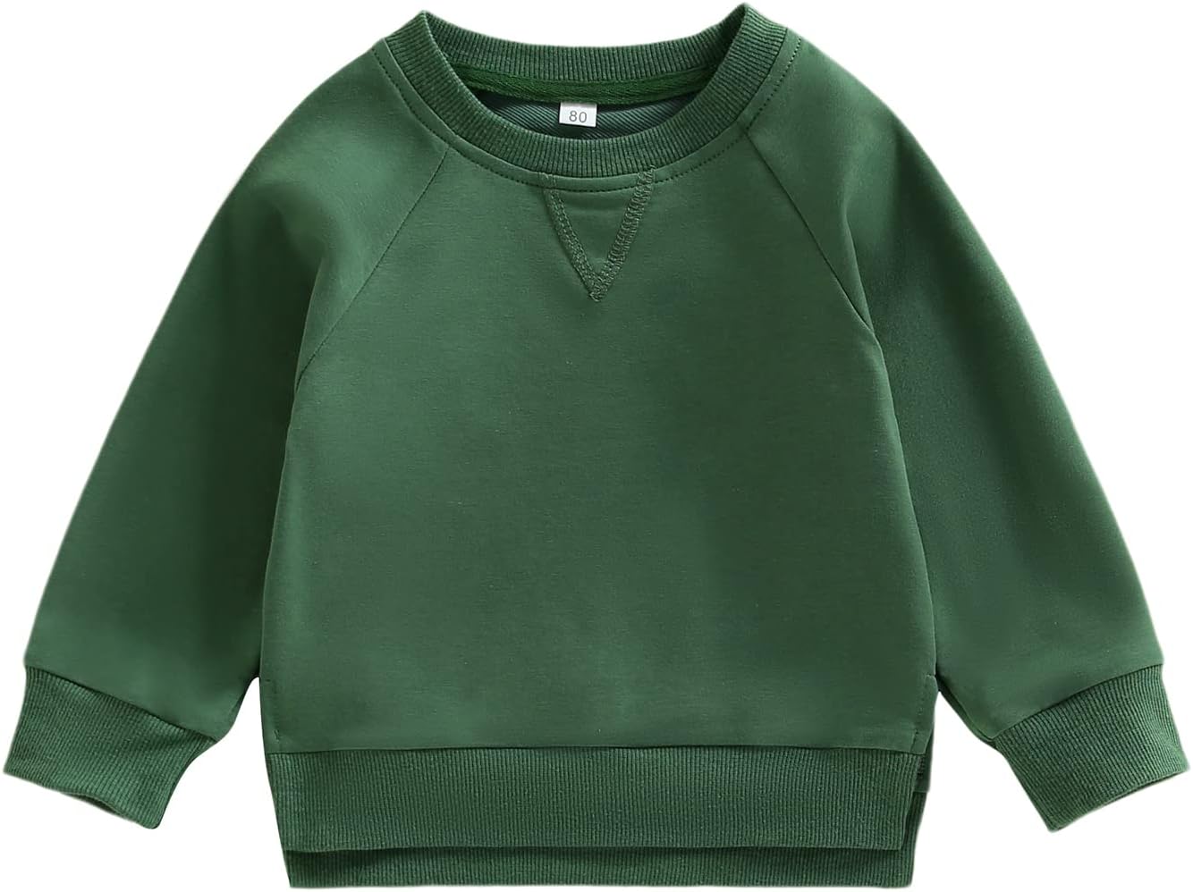 幼児 赤ちゃん 男の子 女の子 無地 コットン スウェットシャツ プルオーバー クルーネック 長袖 Tシャツ トップス 春秋服