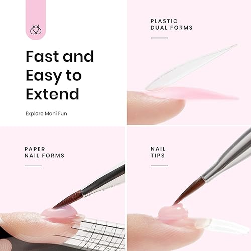 Miniatura 89 de Beetles - Kit de extensión de gel de uñas de polietileno, 6 colores de gelatina nude con solución deslizante, mejora de uñas para principiantes y 0