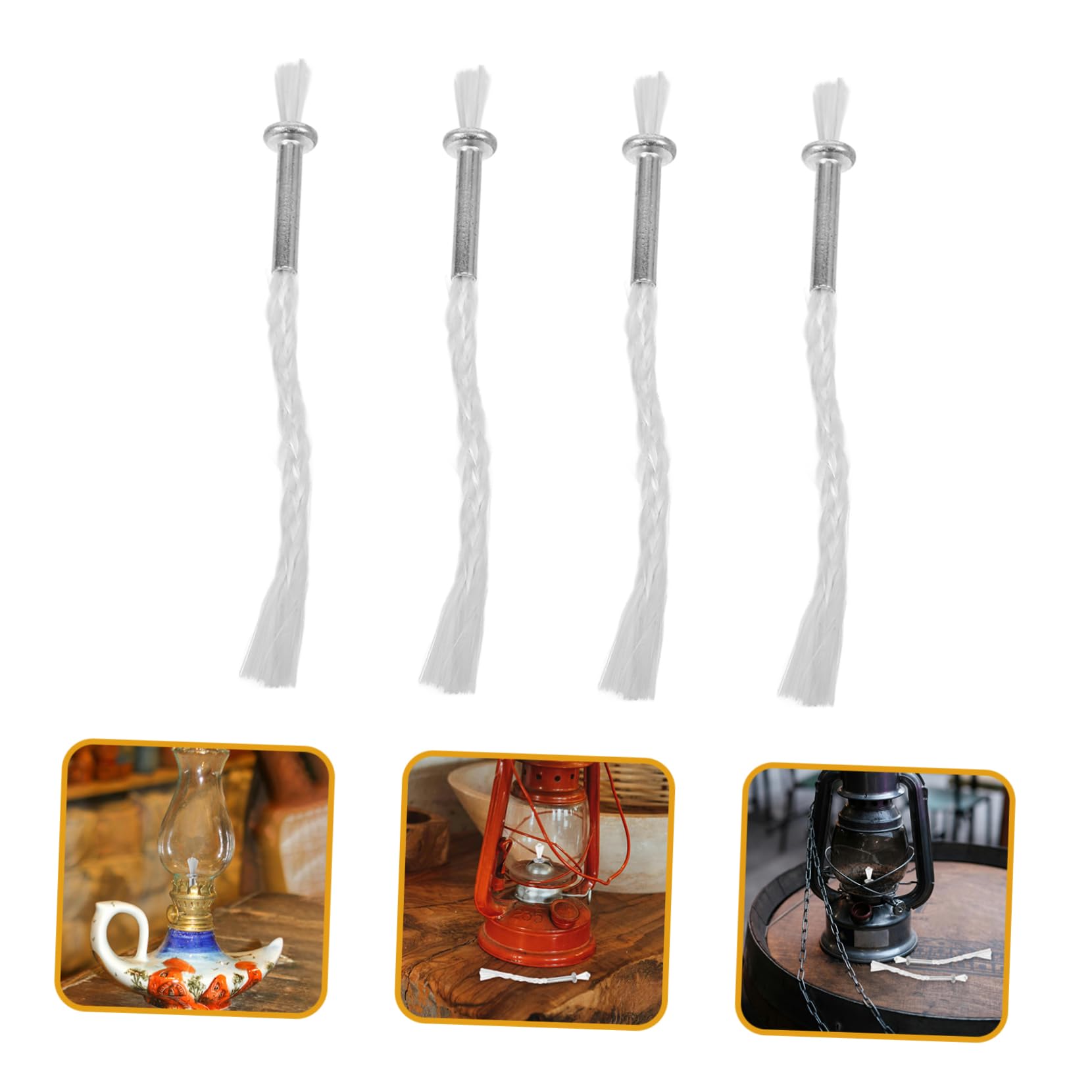 OUNONA Wick Holders for Oil Lamps 4pcs Replacement Wicks Iron Head Kerosene Lamp Burner Accessories