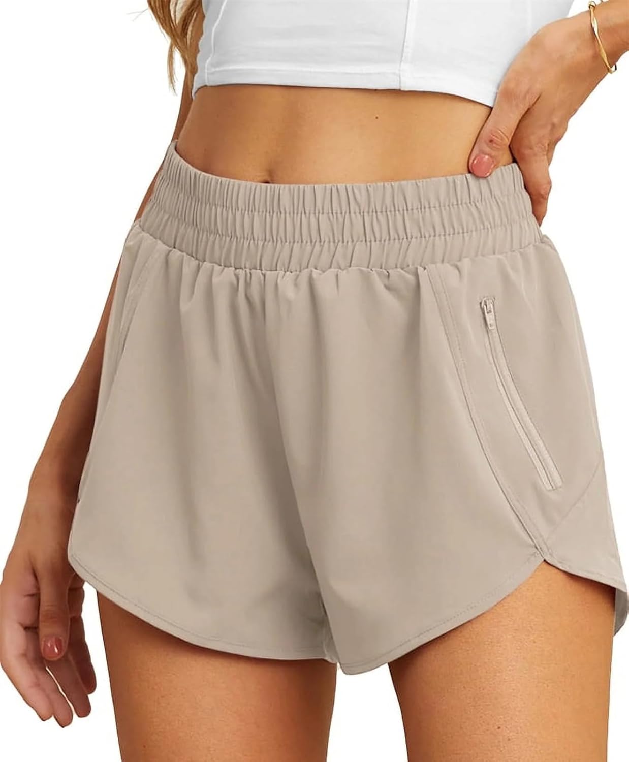 PrinStory Women’s Running Shorts Summer High Waisted Quick Dry Athletic Work Out Gym Zipper Pocket Shorts with Liner PrinStory Women’s Running Shorts Summer High Waisted Quick Dry Athletic Work Out Gym Zipper Pocket Shorts with Liner