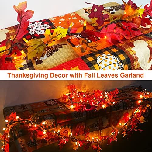 Thanksgiving Decorations Fall Maple Leaf String Lights Plug In, 8Ft Fall Leaves Garland With Lights, 35 Orange Bulbs Lighted Fall Garland Lights For Halloween Garland Outdoor Thanksgiving Decor #TOP1