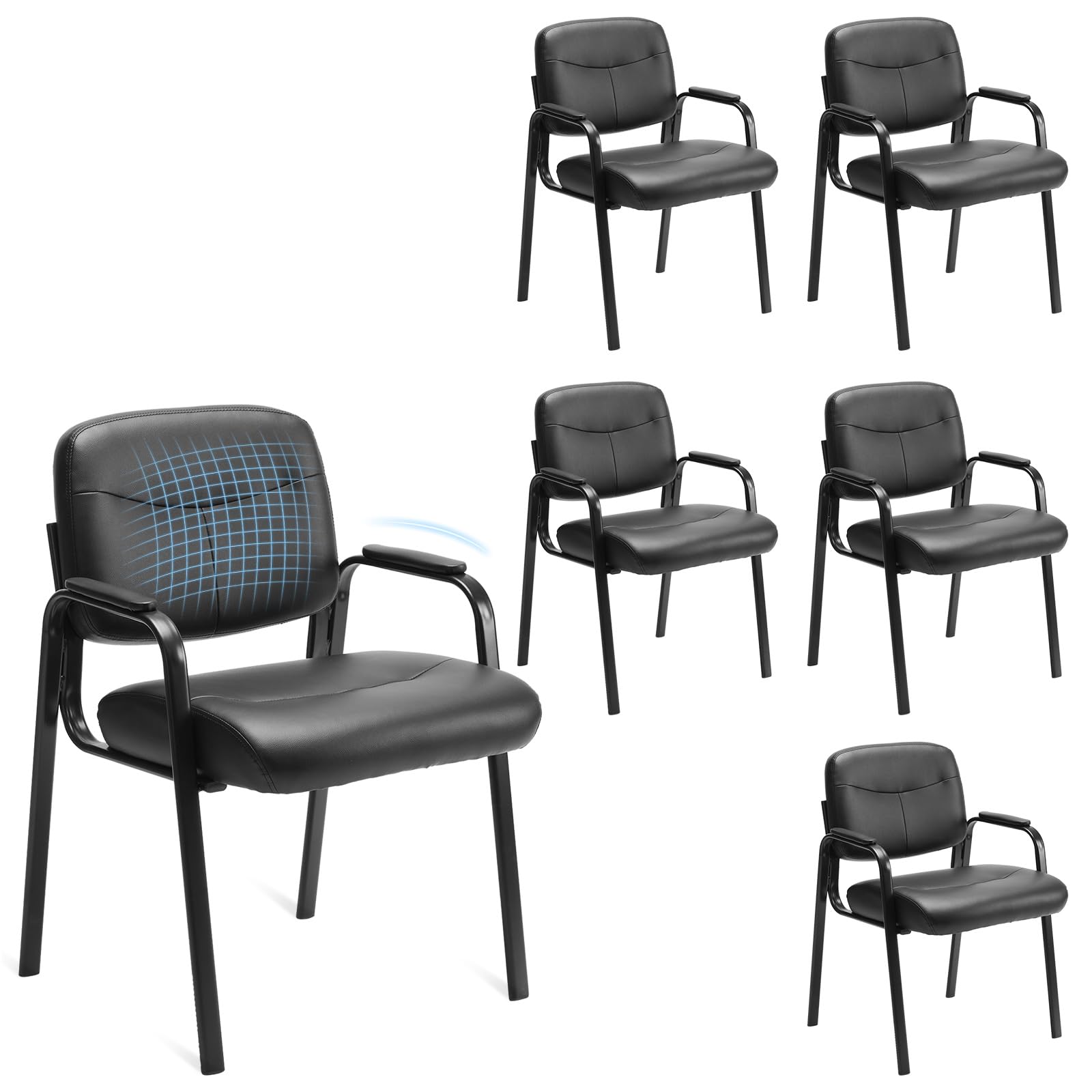 Sweetcrispy Bürostuhl, Empfangsgästestuhl, ohne Rollen, Leder, stationäre Wartezimmer, Stühle mit gepolsterten Armlehnen, für ältere Menschen, Schreibtisch, Konferenzraum, Lobbytisch, Beistelltisch