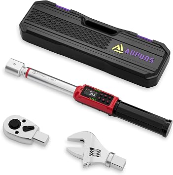 ANPUDS Adjustable Digital Torque Wrench, 1.5-99.6 Ft.lb, 1% Accuracy | 2-135Nm, 45mm Jaw & 1/2" Ratchet, 1418mm Open End, Vibration, Buzzer, LED Indicator for HVAC, Split AC, Motorcycle, Plumbing