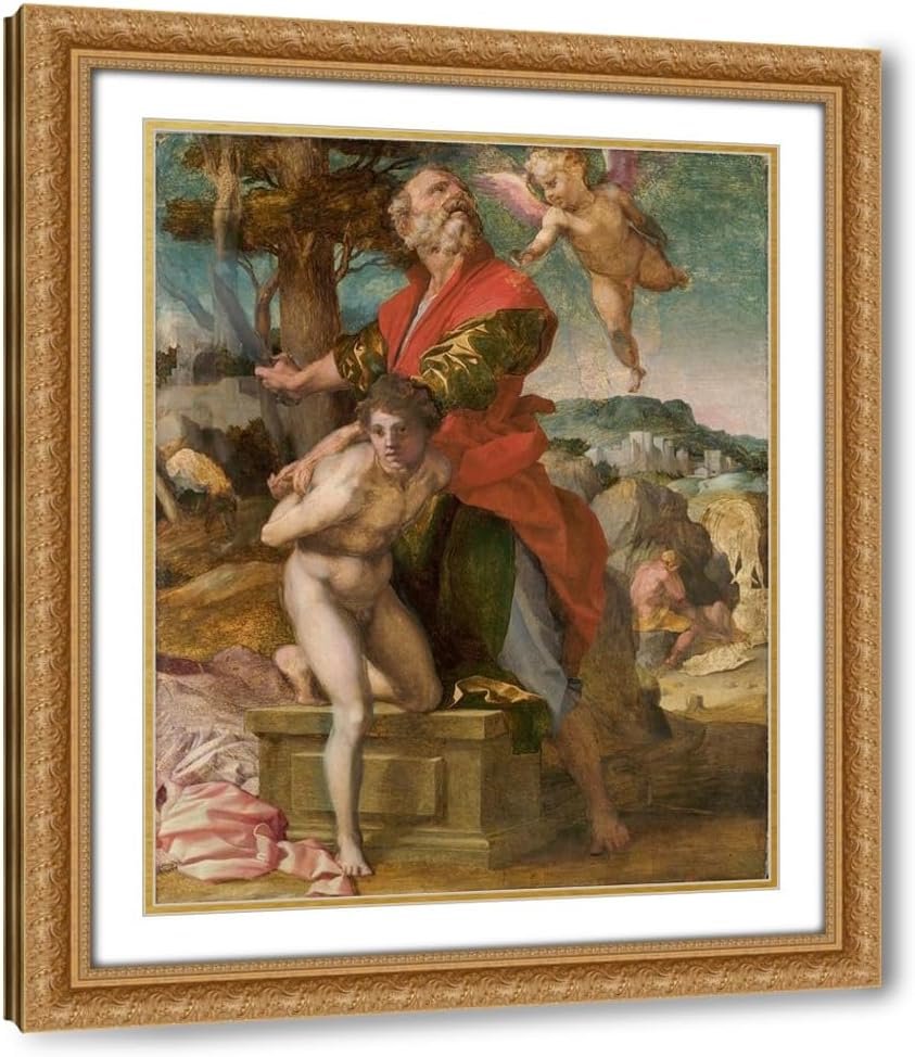 ArtDirect The Sacrifice of Isaac Custom Framed Art Print Giclee Print or Canvas Options with Various Sizes and Customization by Sarto, Andrea del