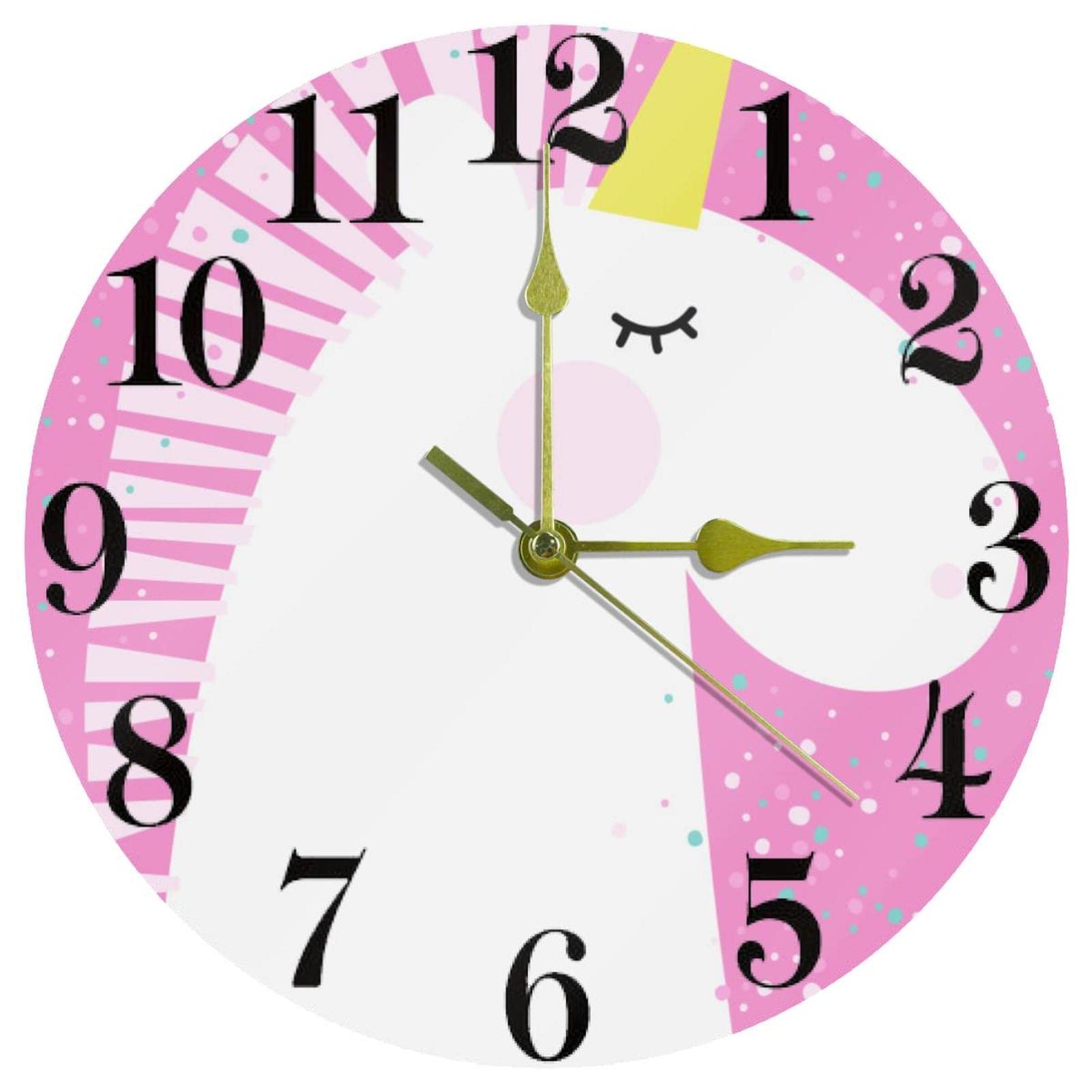 Horloge murale rose licorne ronde comme idée cadeau d'anniversaire fille