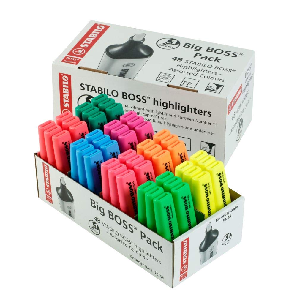 STABILO Highlighter BOSS ORIGINAL Store Pack of 48 in 8 Assorted Colours