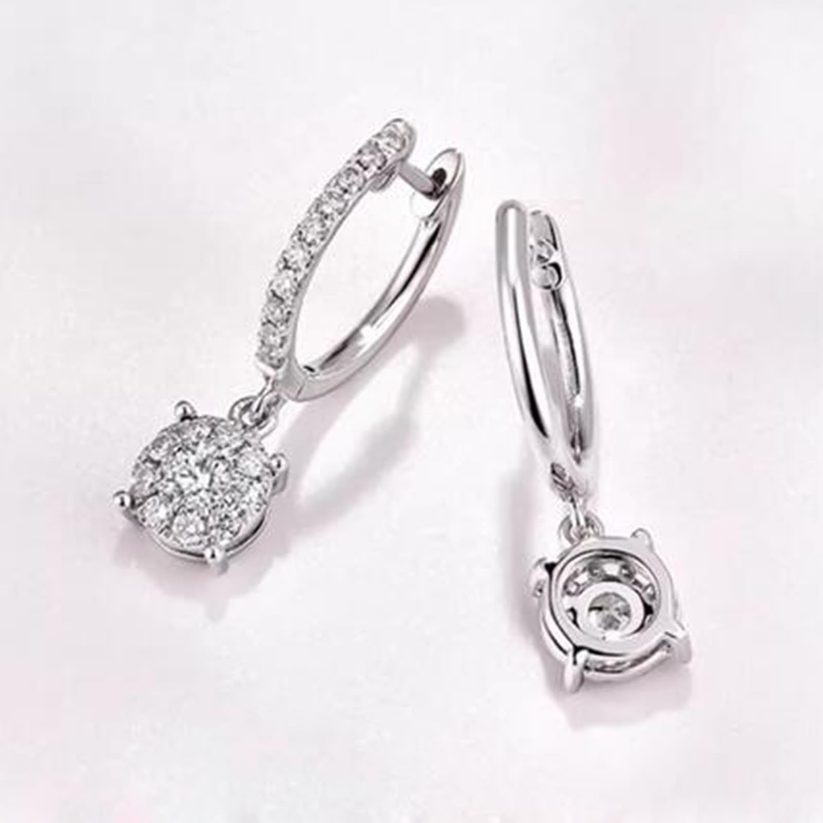 Epinki Creole Hoop 9K/14K/18K białe złoto, zwisające kolczyki damskie laboratorium diamentowe (szlif okrągły, biały), kolczyki chłopięce 18/14/9-karatowe złoto, biżuteria z prawdziwego złota
