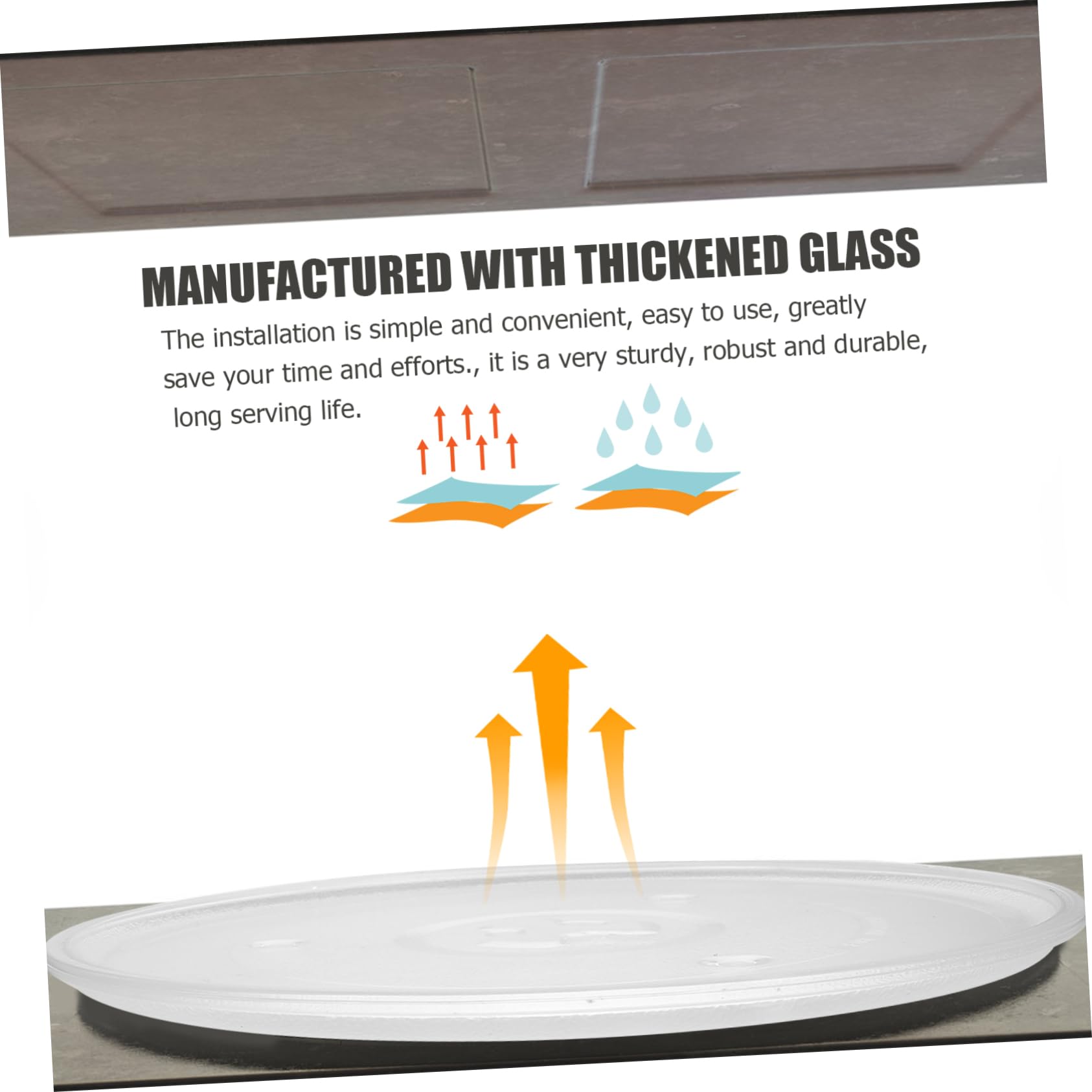 Mikrowellen Glasdrehteller 27cm aus Dickem Glas, Hitzebeständig Rund